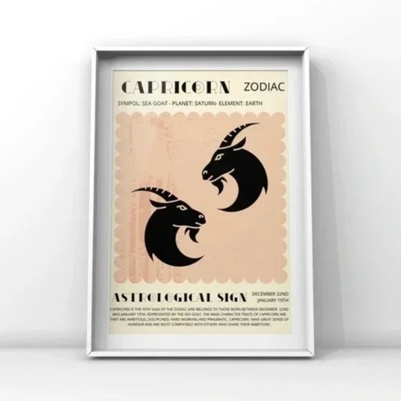 Capricorn Zodiac Poster, Horoscope Print, Astrological Wall Art Illustration Art - Picture 3 of 4